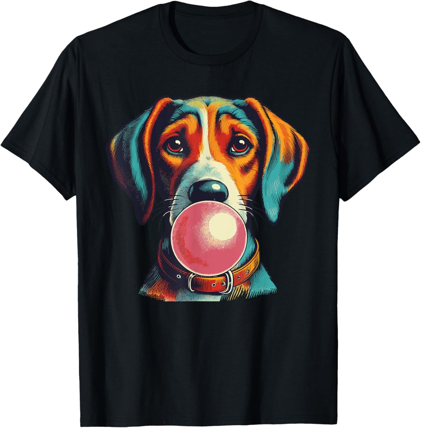 Funny Dog blowing Bubble Gum Vintage Popping Pink Bubble Gum T-Shirt