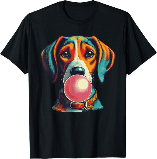 Funny Dog blowing Bubble Gum Vintage Popping Pink Bubble Gum T-Shirt