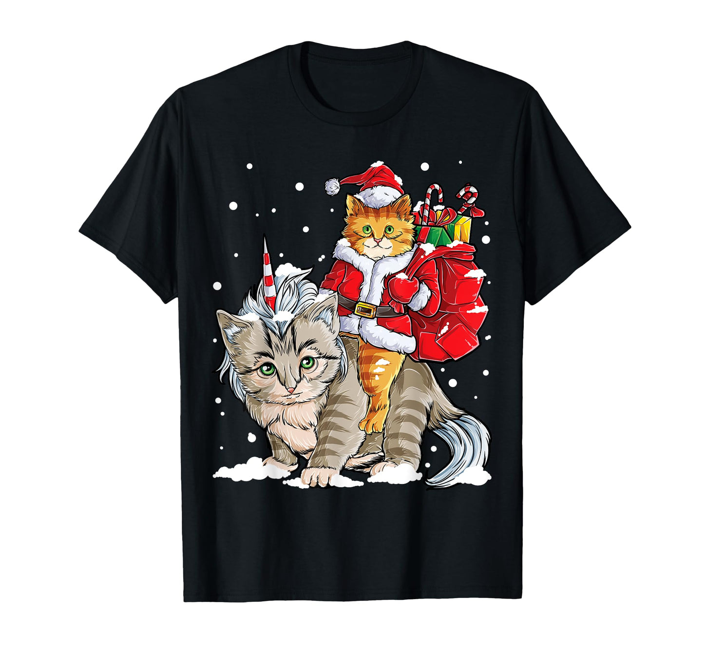 Cat Christmas Santa Caticorn Unicorn Meowy Catmas Xmas Girls T-Shirt