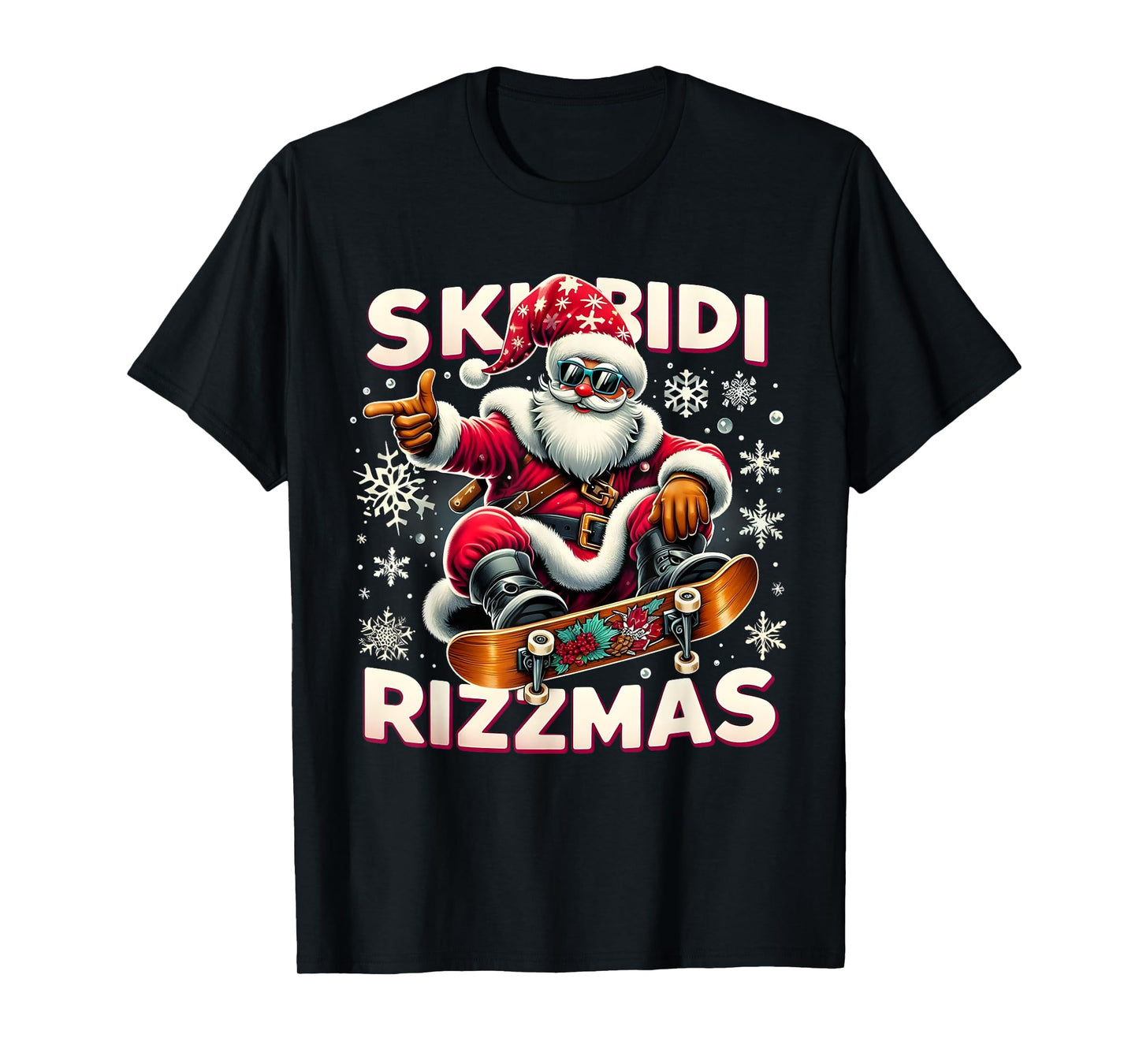 Skibidi Rizzmas Skater Santa Xmas Skibidi Rizzmas Holiday T-Shirt