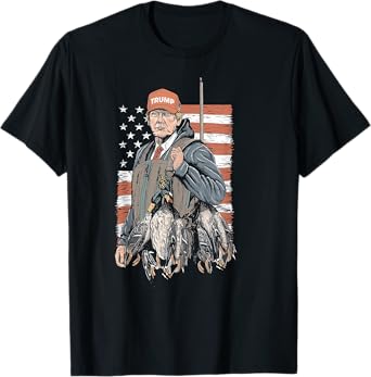 Duck Hunting Trump Camo Hello Hunting Season US Flag T-Shirt