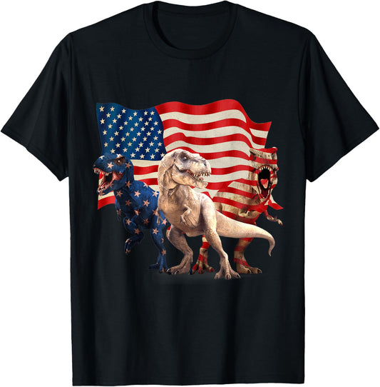 4th Of July T Rex Dinosaur American Flag Patriotic Boys Kids T-Shirt