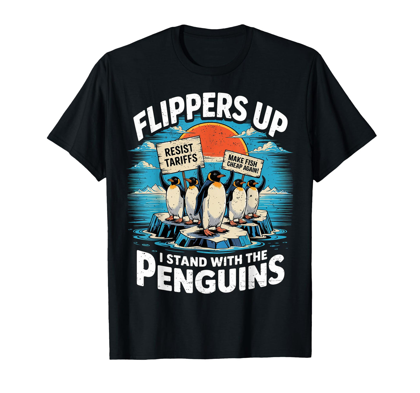 Funny Resist Penguins Protest Against Tariffs T-Shirt