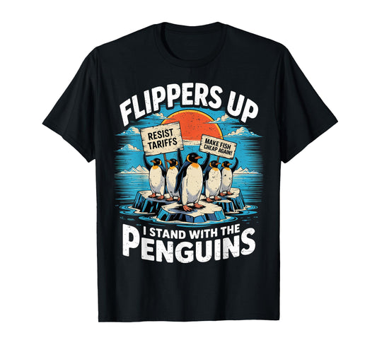 Funny Resist Penguins Protest Against Tariffs T-Shirt