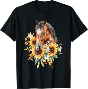 Charming: Horse and Sunflowers in Dreamy Hues T-Shirt