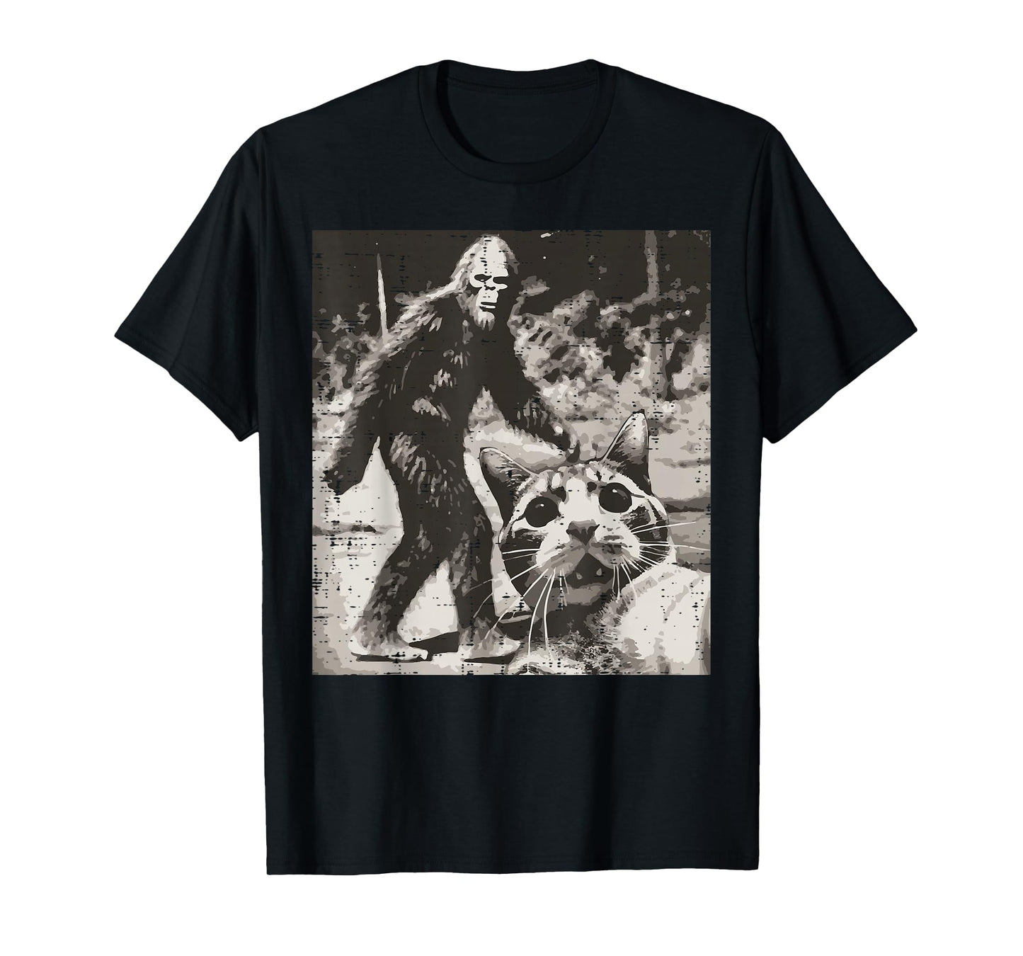 Sasquatch Cat Selfie Funny Bigfoot Kitten Meme Women Men Kid T-Shirt