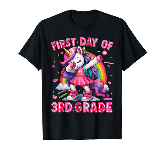First Day Of 3rd Grade Unicorn Back To School Girls Outfits T-Shirt