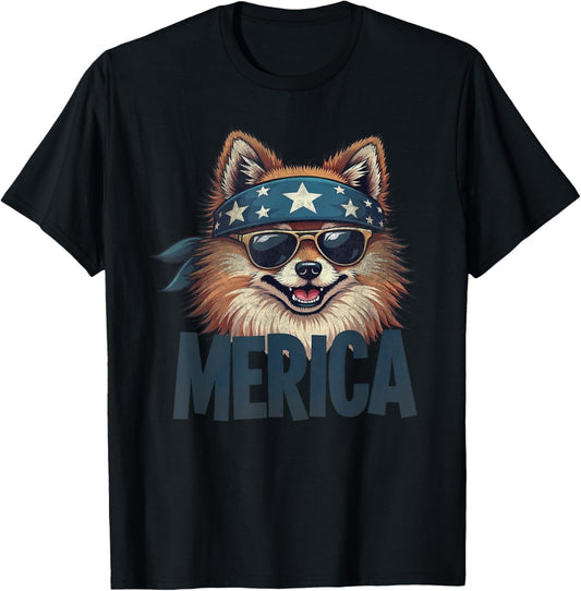 Vintage Pomeranian 4th of July Merica T-shirt