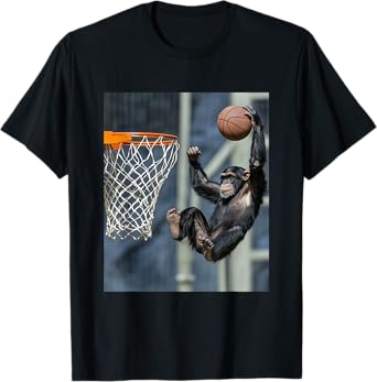 Chimpanzee Basketball Monkey Funny Graphic T-Shirt