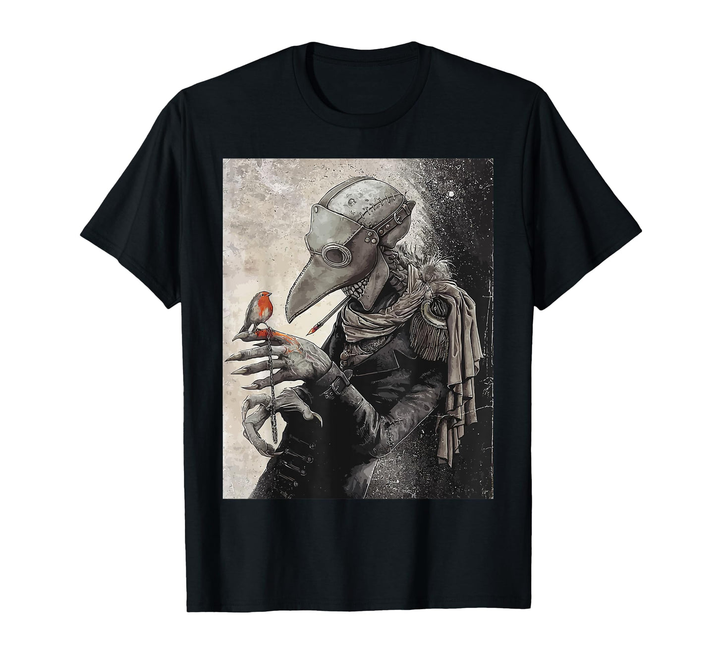 plague Doctor with little Bird Scary Grunge Goth Gothic T-Shirt