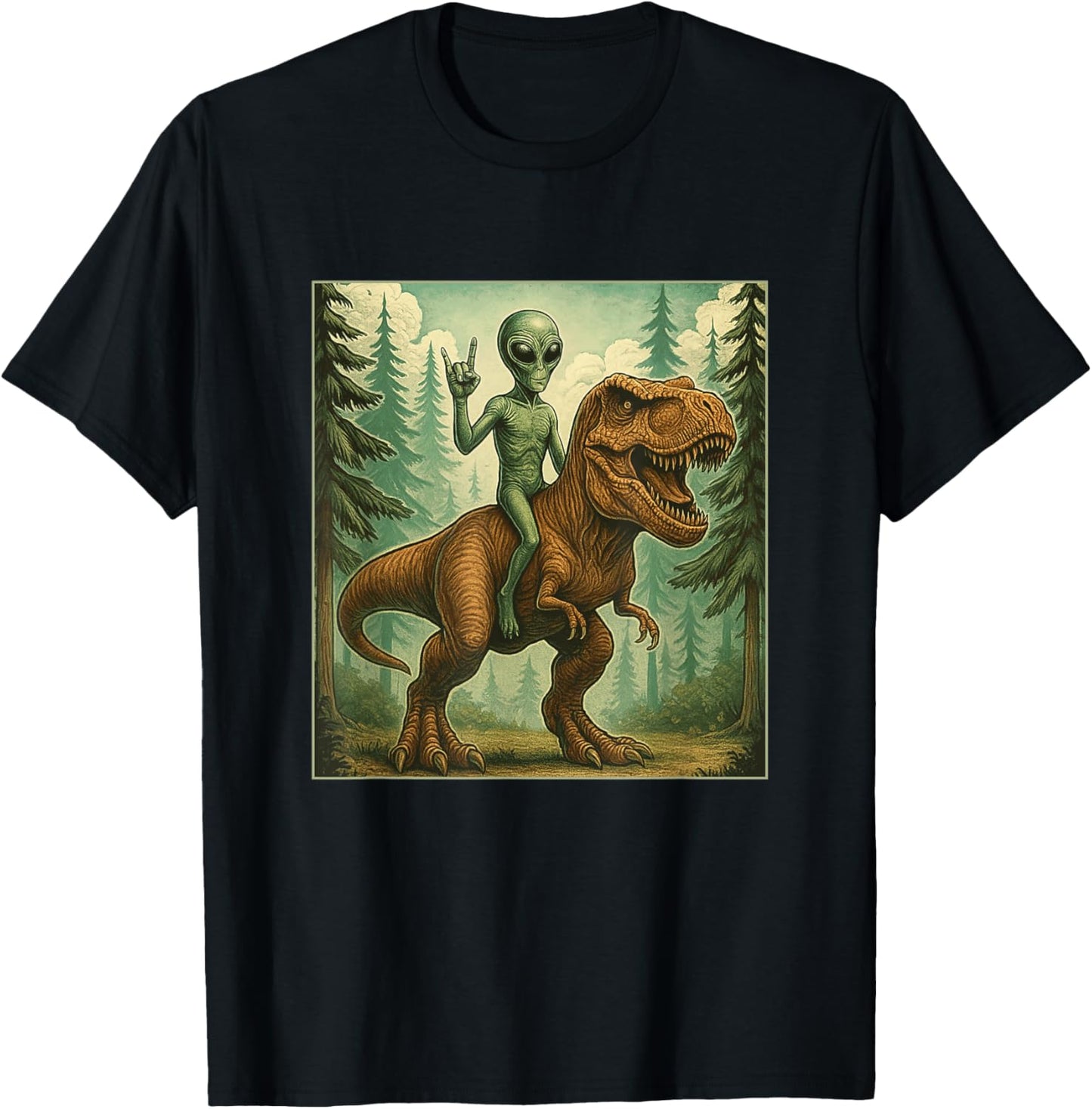 Dinosaur t Shirts for Men T Rex Alien Dino Women Distressed T-Shirt