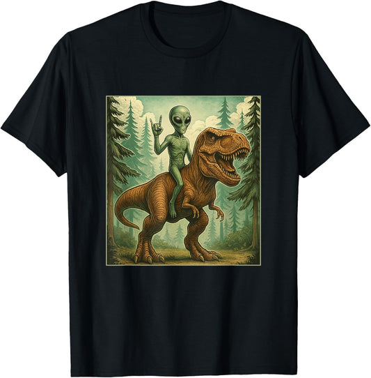 Dinosaur t Shirts for Men T Rex Alien Dino Women Distressed T-Shirt