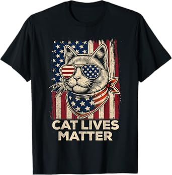 American Flag Glasses Cat Lives Matter Trump 2024, Trump Cat T-Shirt