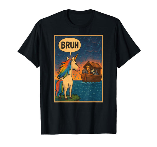Funny Unicorn Bruh Noah's Arc Meme Humor Boys Girls T-Shirt