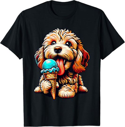 Cockapoo Eating Ice Cream Cone Cute Dog T-Shirt