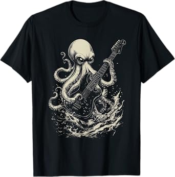 Guitar Player Octopus Heavy Metal Head Funny Guitarist T-Shirt