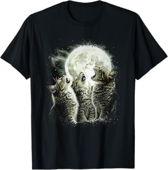 Funny Cats Howling At Moon T-Shirt
