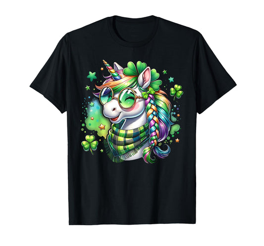 Cute Unicorn Shamrock St Patricks Day Girls Kids Lepricorn T-Shirt