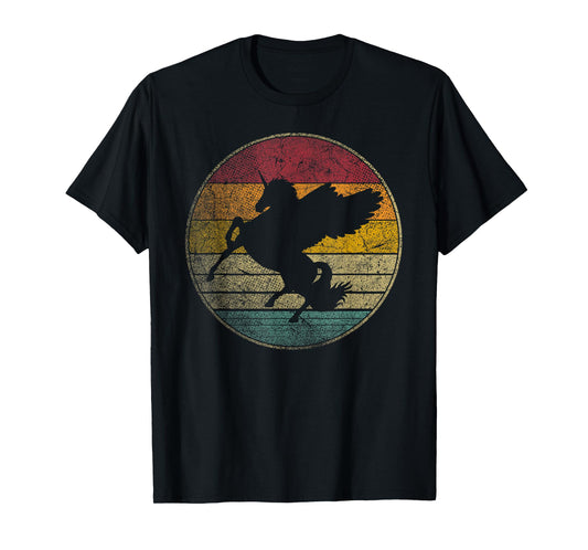 Pegasus Unicorn Magical Vintage Distressed Retro Silhouette T-Shirt
