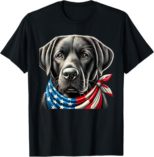 black lab dog usa american flag black labrador 4th of july T-Shirt