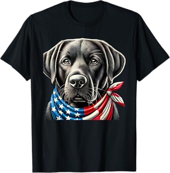black lab dog usa american flag black labrador 4th of july T-Shirt
