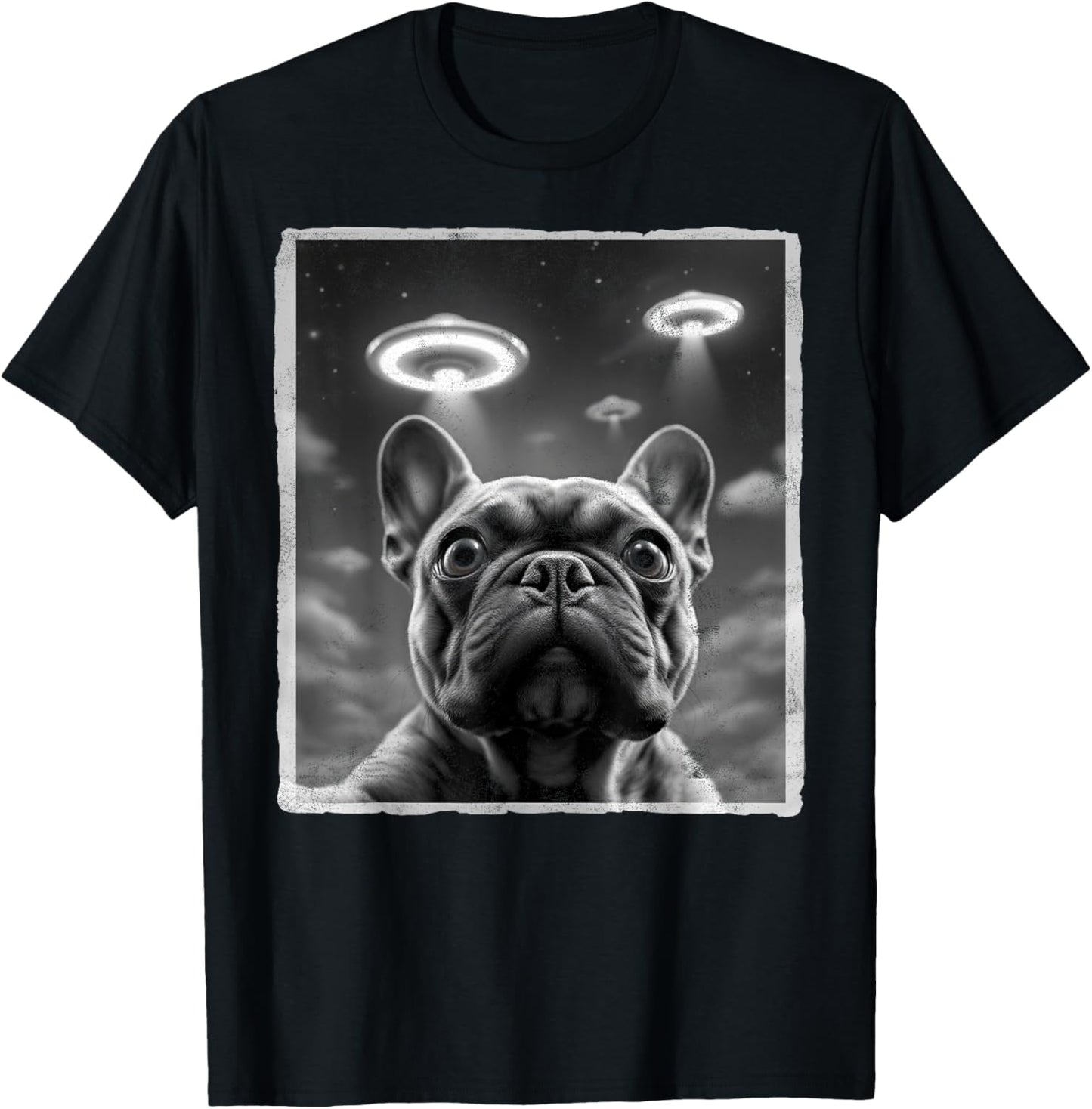 Funny Dog Selfie Puppy Alien French Bulldog & UFO Believer T-Shirt