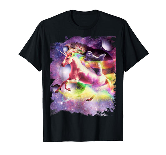 Space Sloth Riding On Unicorn T-Shirt