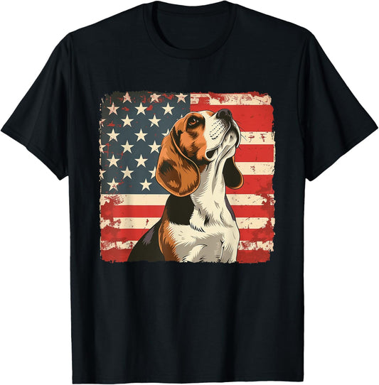 Beagle Dog American Patriot Independence Day Women Men Kids T-shirt