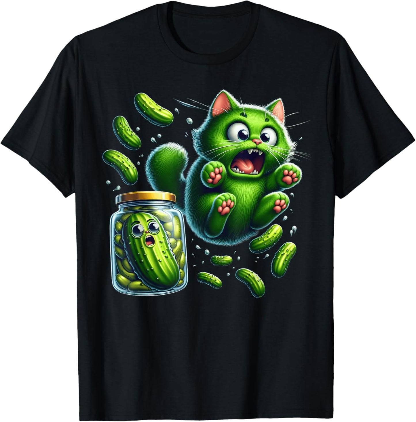 Funny Kittens vs Gherkin Pickle Cat Mom Lady T-Shirt