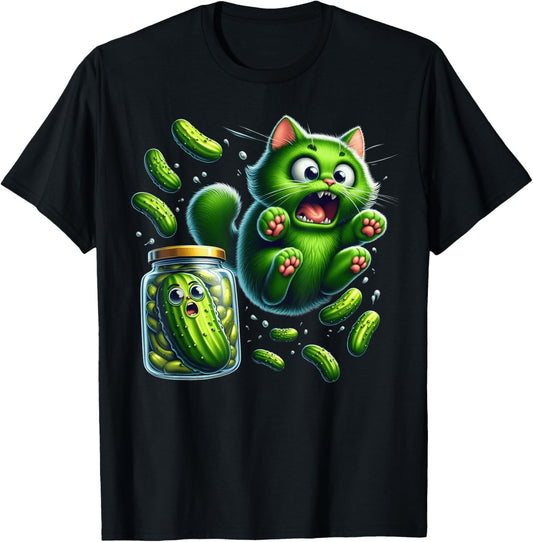 Funny Kittens vs Gherkin Pickle Cat Mom Lady T-Shirt