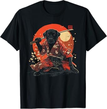 Labrador Retriever Dad Cute Japanese Anime Stuff Samurai Dog T-Shirt for Men Women Kids