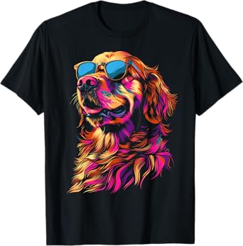 Golden Retriever Sunglasses Funny Dog Mom Dad Men Women Kids T-Shirt