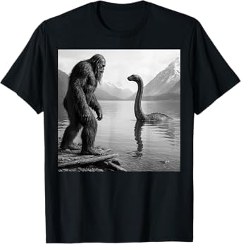Bigfoot Selfie With Loch Ness Monster Gifts Men Women Kids T-Shirt