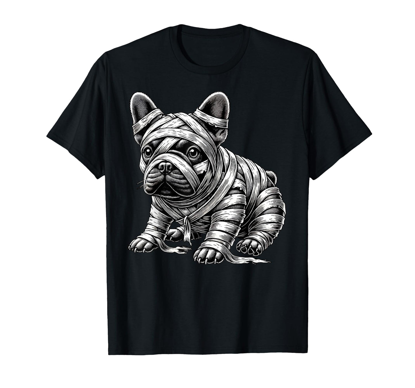 Halloween Bulldog Frenchie Mummy Costume Dog Puppy Men Women Kids T-Shirt