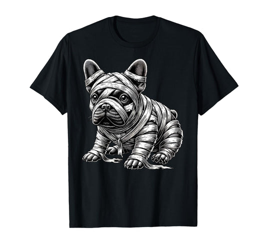Halloween Bulldog Frenchie Mummy Costume Dog Puppy Men Women Kids T-Shirt