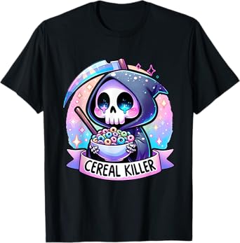 Cereal Killer Breakfast Cereal Bowl Cereals Skull Skeleton T-Shirt