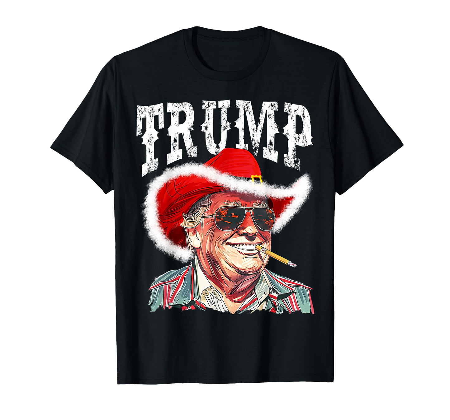 Trump Santa Cowboy Hat Christmas Texas Western Howdy Xmas T-Shirt