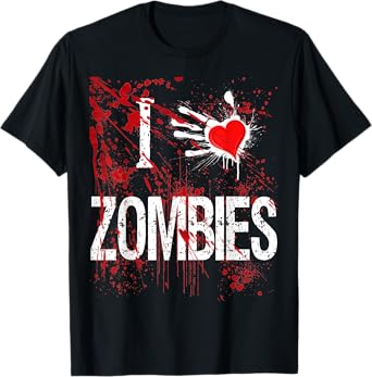 Halloween Custom T-Shirt I Love Zombies Heart Shirt T-Shirt