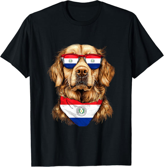 Paraguayan Flag Golden Retriever Dog Heritage Paraguay T-Shirt