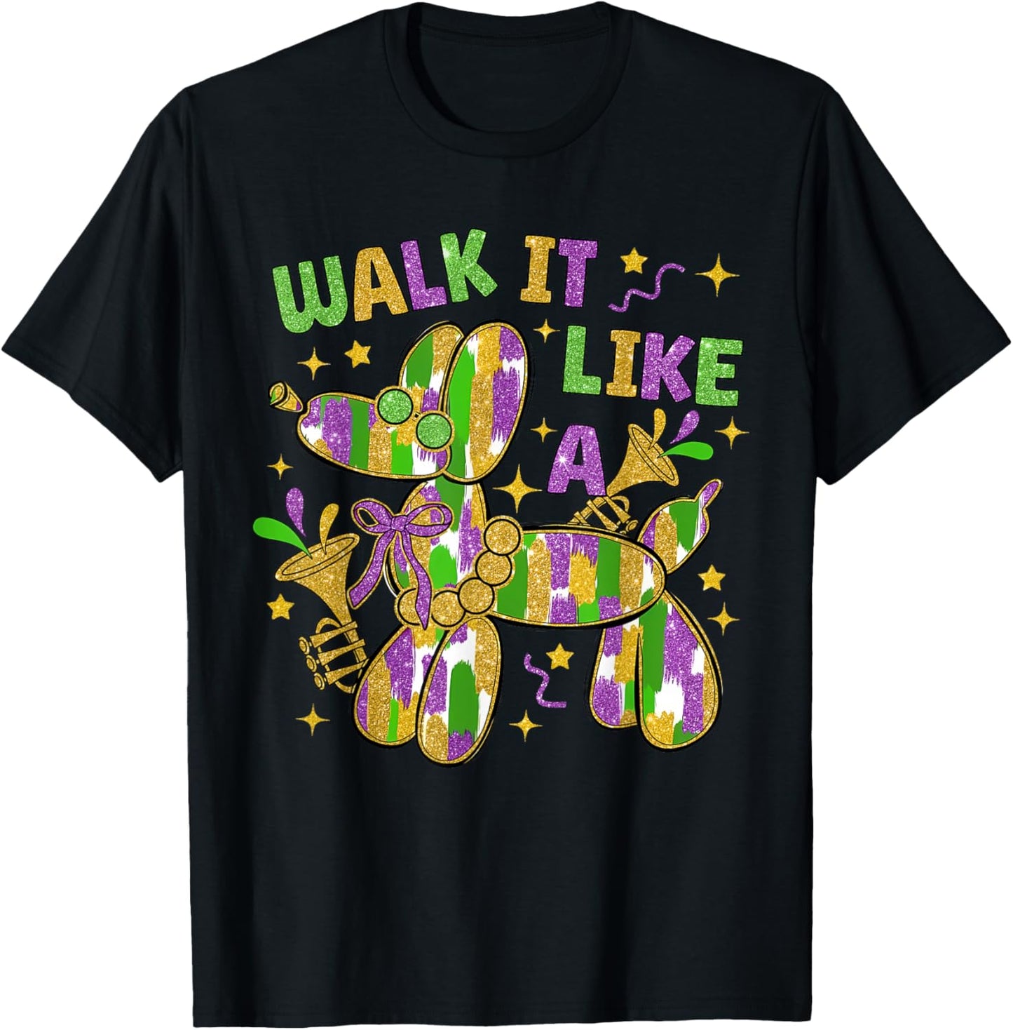Funny Walk it Like a Dog Mardi Gras Groovy T-Shirt