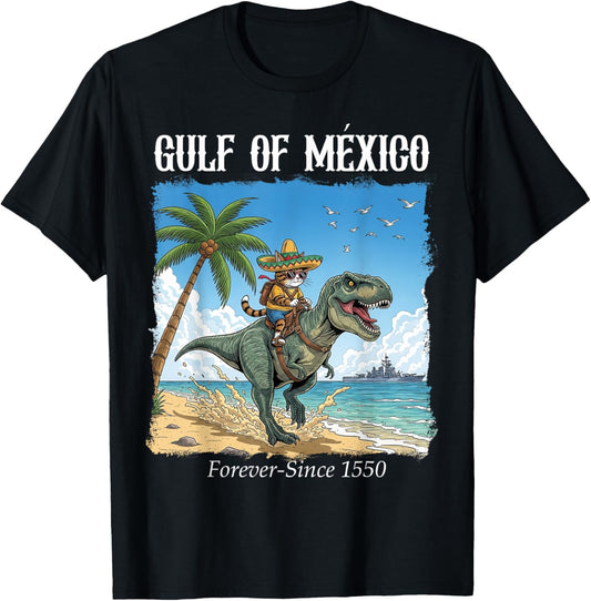 Gulf Of Mexico Travel Cat & Dinosaur Gulf Of Mexico Trip T-Shirt