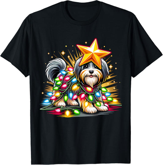 Xmas Havanese Dog Tangled Christmas Lights T-Shirt