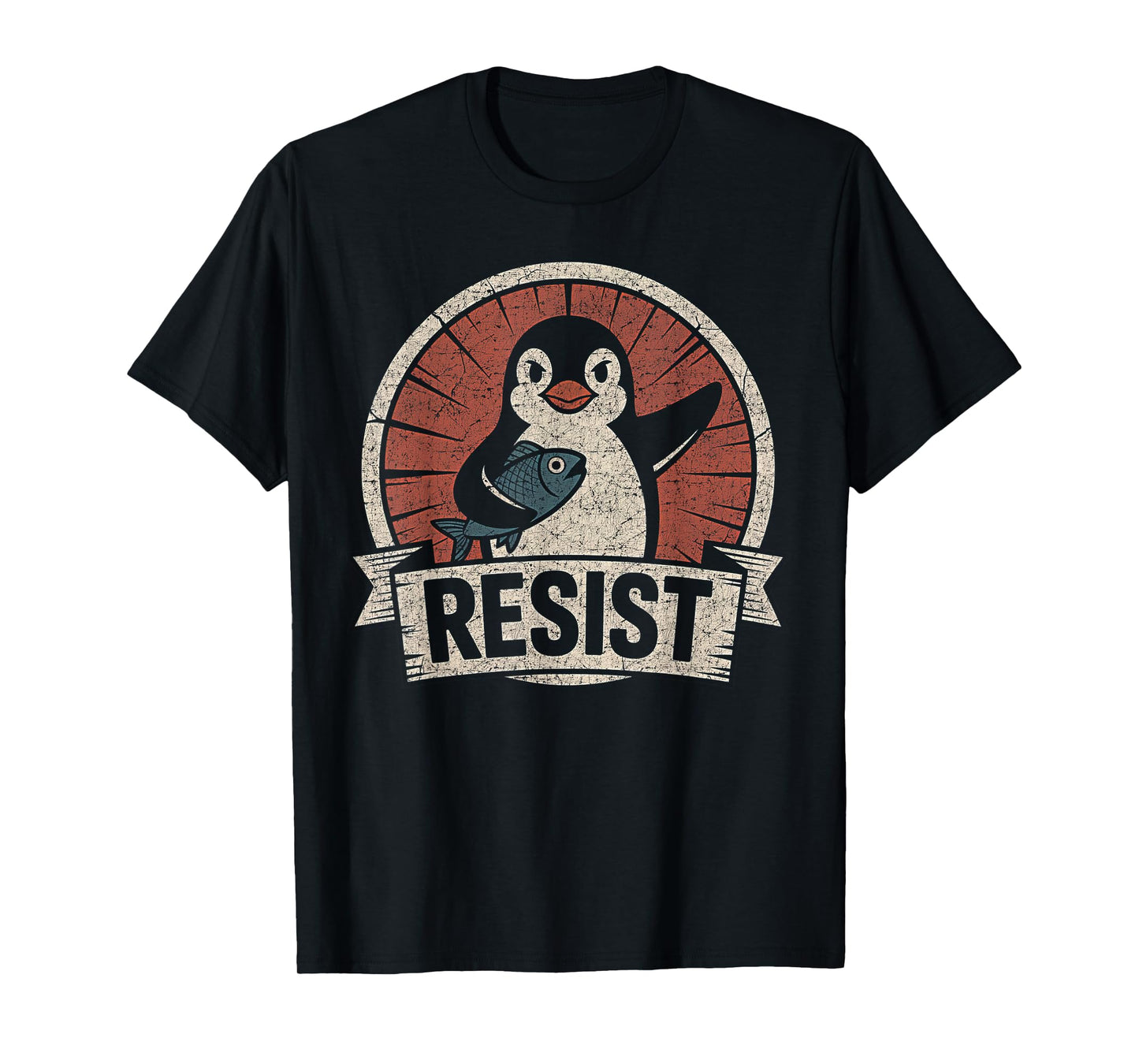 Resist Penguin Activism Vintage Graphic Design T-Shirt