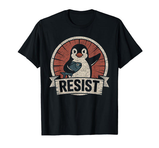 Resist Penguin Activism Vintage Graphic Design T-Shirt