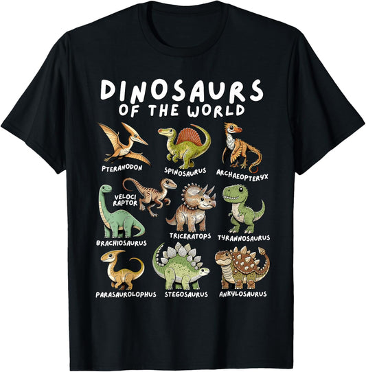Types of Dinosaurs Graphics Educational Dino Identification T-Shirt