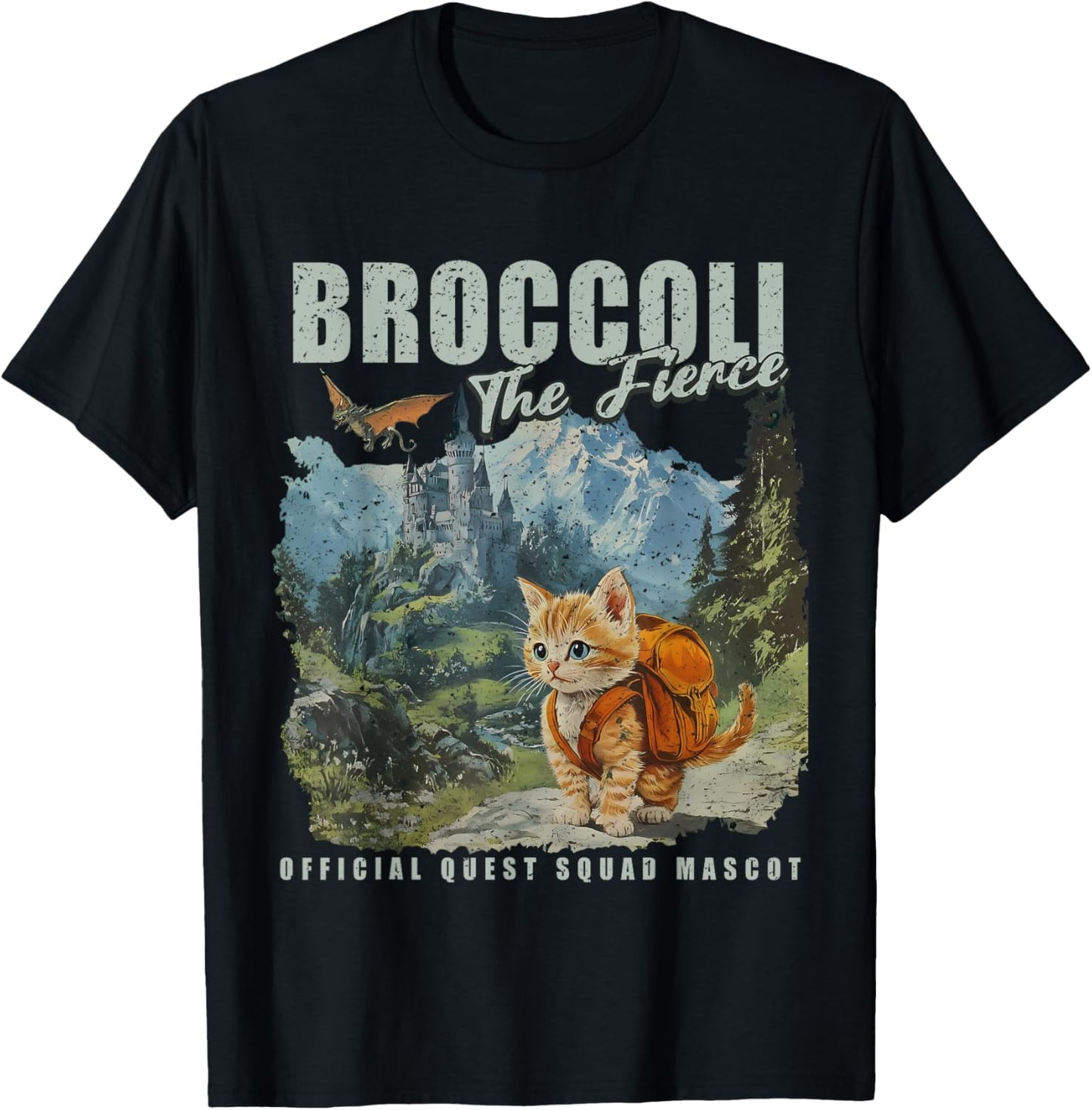 Quest Fantasy Squad Broccoli Funny Cat T-Shirt
