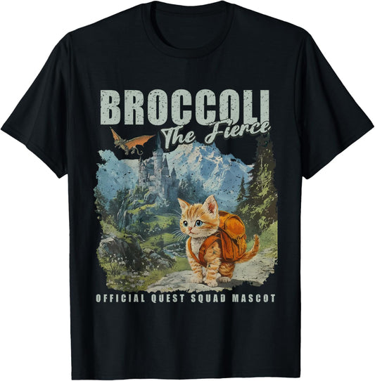 Quest Fantasy Squad Broccoli Funny Cat T-Shirt