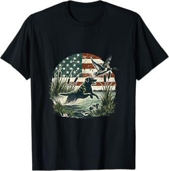 Black Labrador USA Flag Lab Owner Duck Hunter T-Shirt