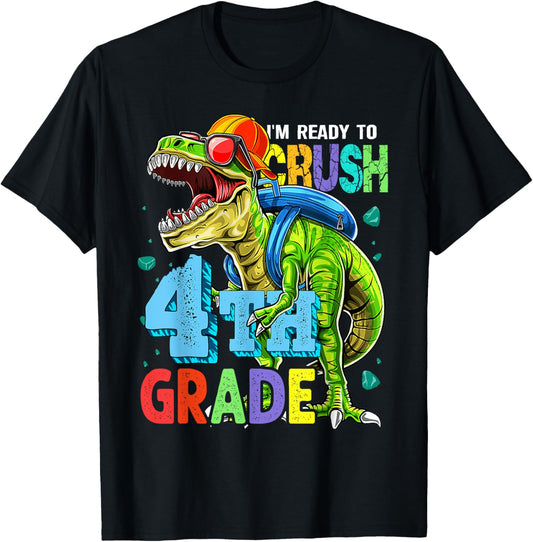 I'm Ready To Crush 4th Grade Dinosaur Back To School Boy Kid T-Shirt