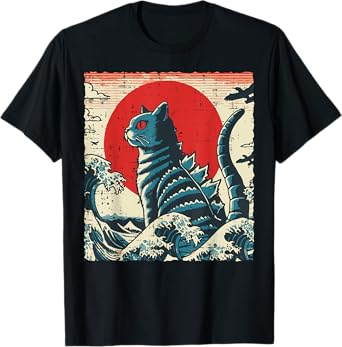 Cat Monster Japanese Wave Vintage Catzilla Art Men Women Kid T-Shirt